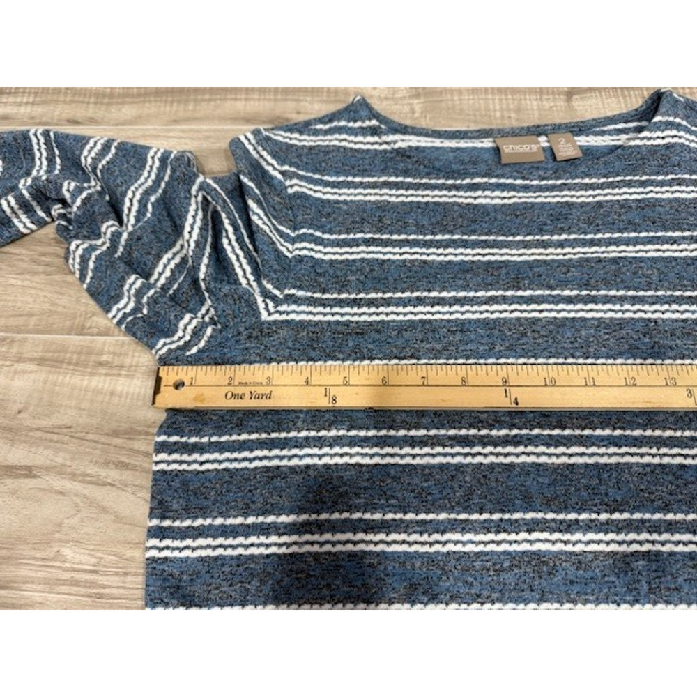 NWT Chico's Women's Triple Stripe Twist Front 3/4 Sleeve Top-Size 2= US 12 Lg. - Picture 6 of 14